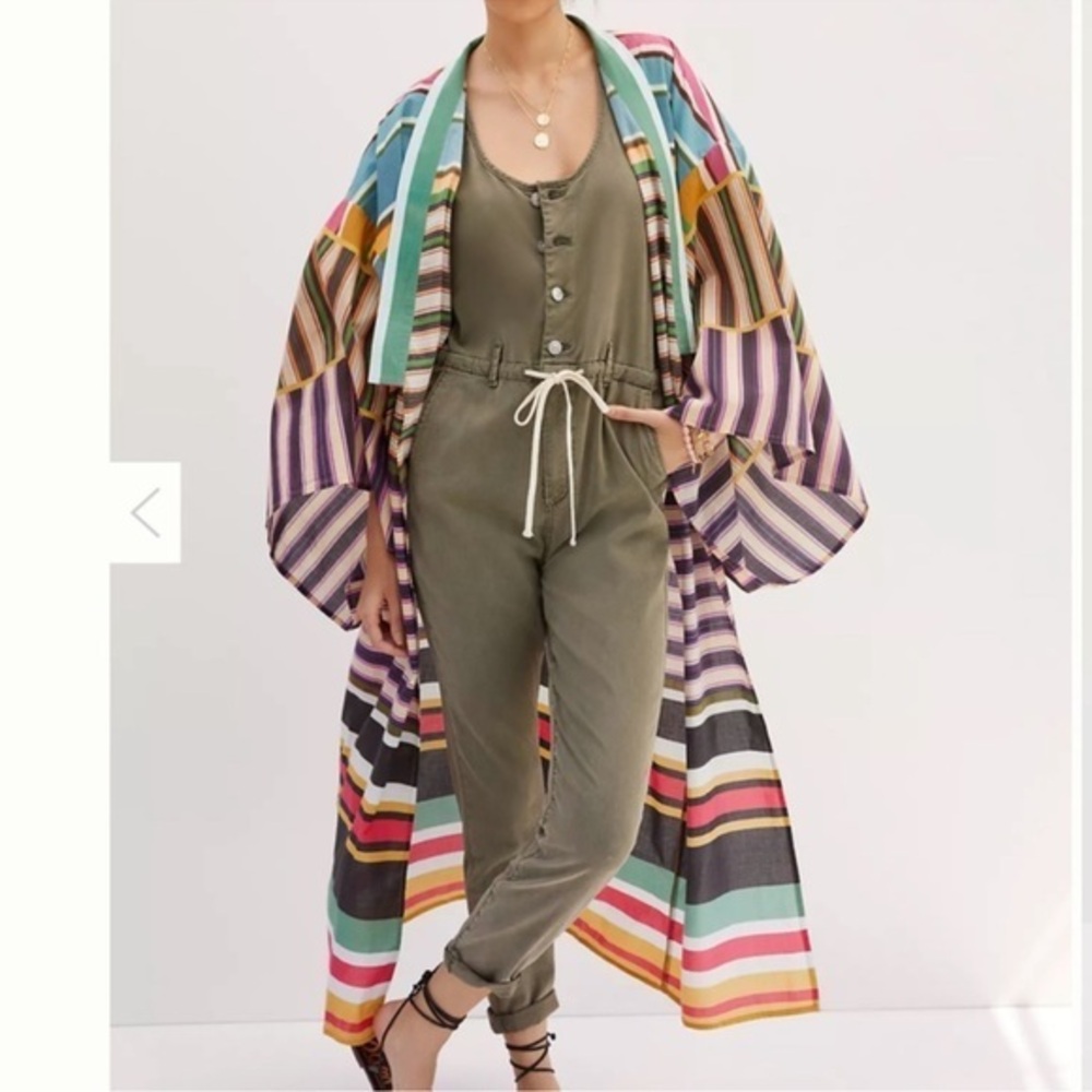 Anthropologie Conditions Apply Striped Cover-Up Kimono One Size EUC